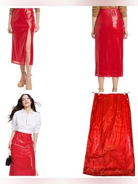 Red Sequin A-Line Midi Skirt – A New Day Glam Statement Piece ❤️✨❤️‍🔥⚡️